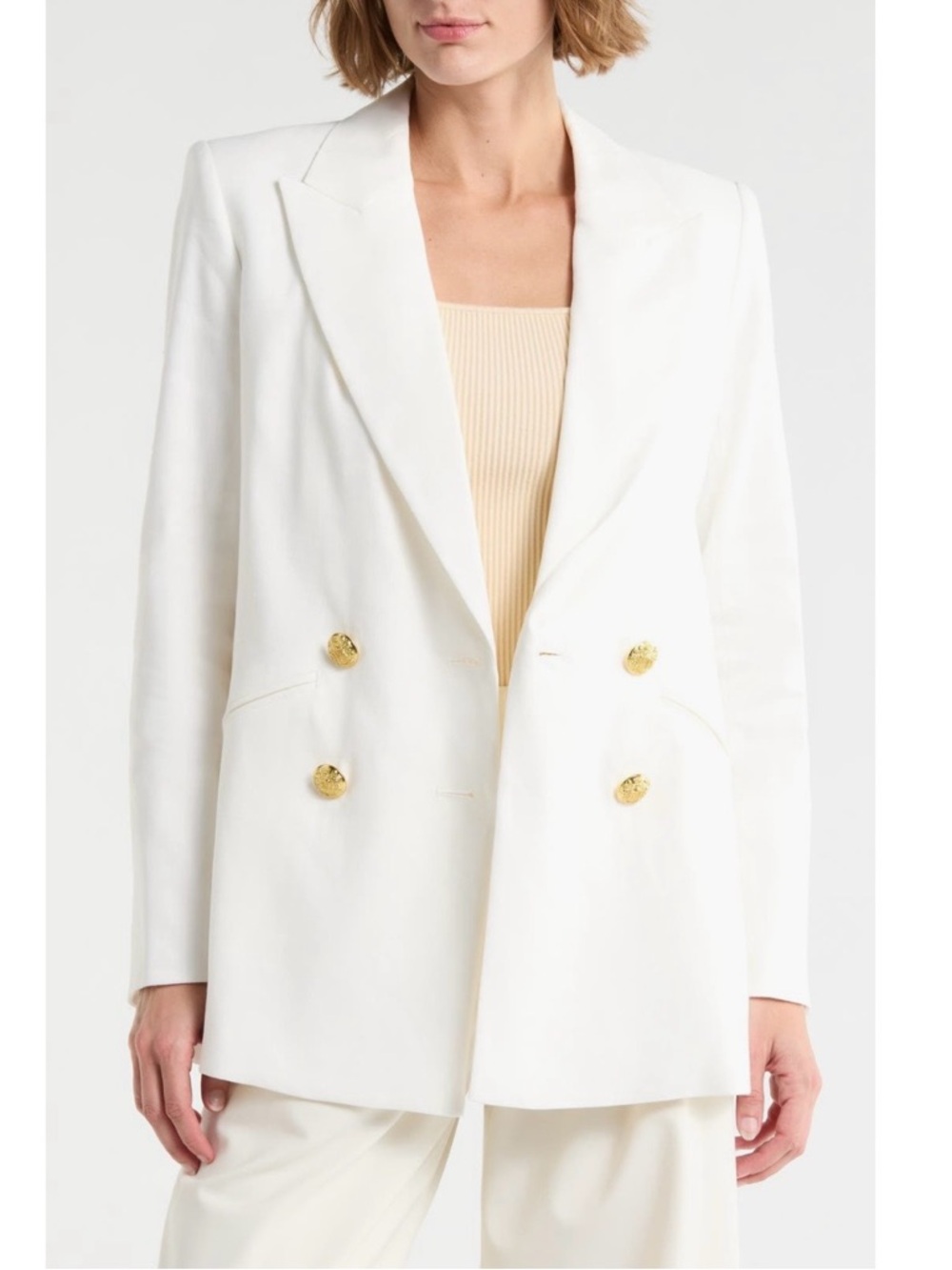 Veronica Beard Dale Linen Blend Dickey Jacket in Off White Size 6